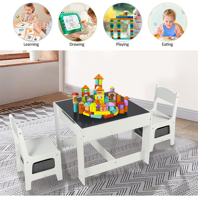 Emilio kids 3 piece arts outlet and crafts table and chair set